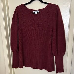 Liz Claiborne Women's Maroon Scoop Neck Sweater
